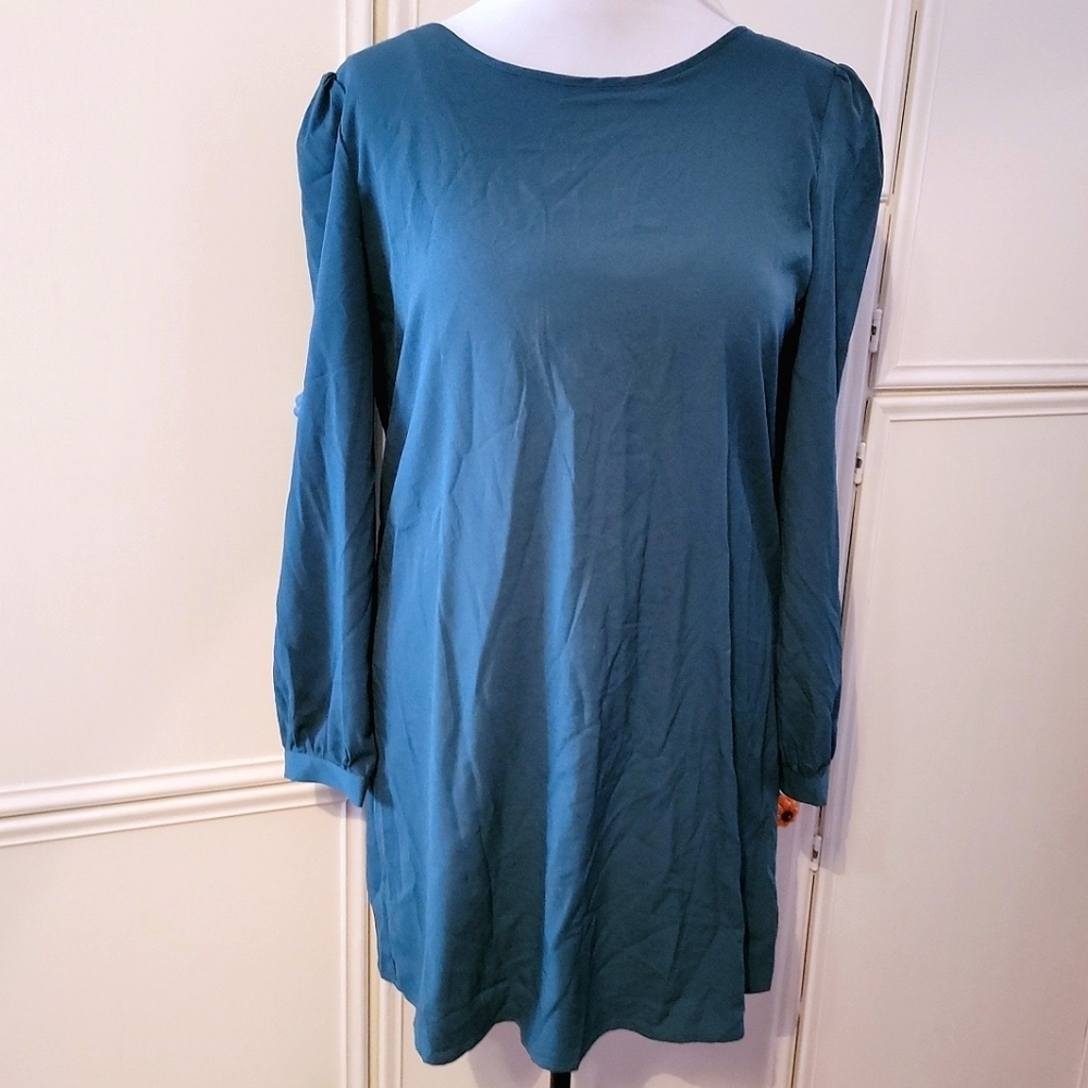 Cable & Gauge Teal Bow Back Mini Dress